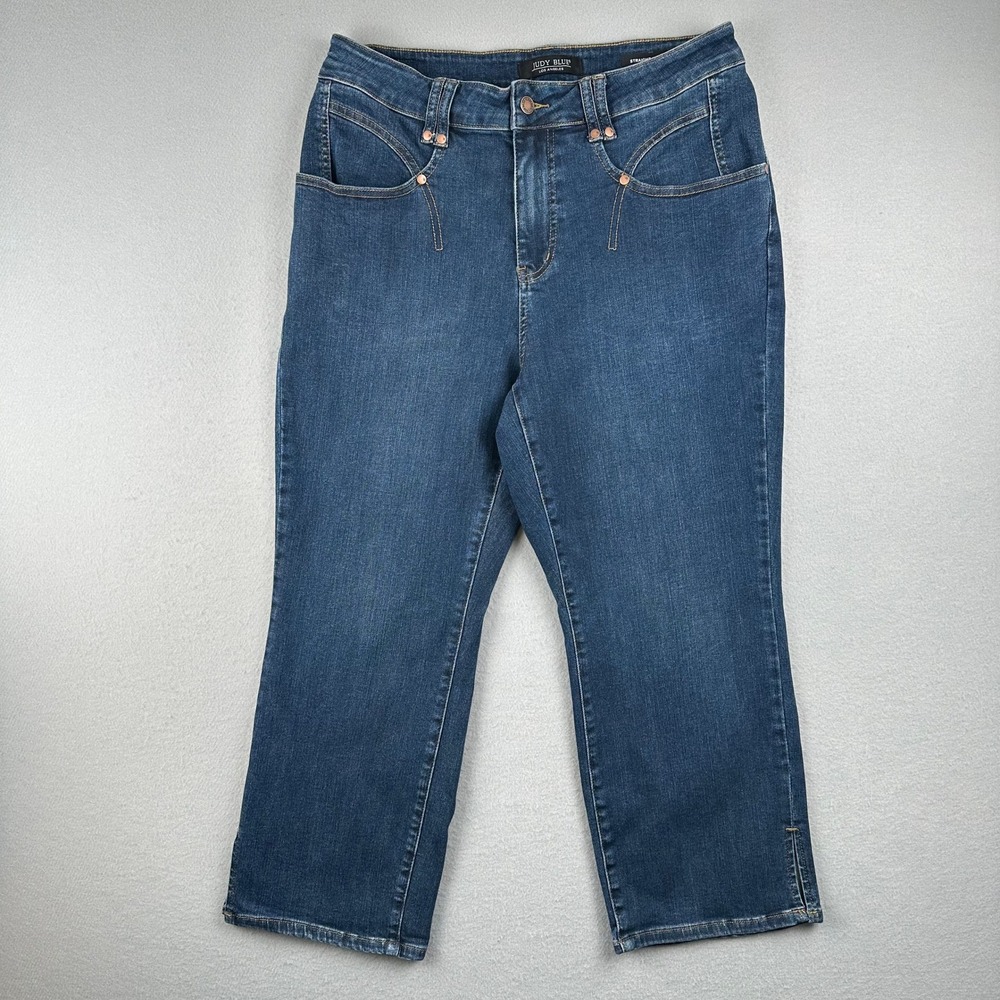 Judy Blue Straight Leg Jeans Womens 16W Blue High Rise Rivet Detail JB88127